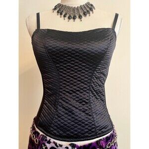 Y2K Vintage Morbid Threads Black Quilted Corset Top SZ M